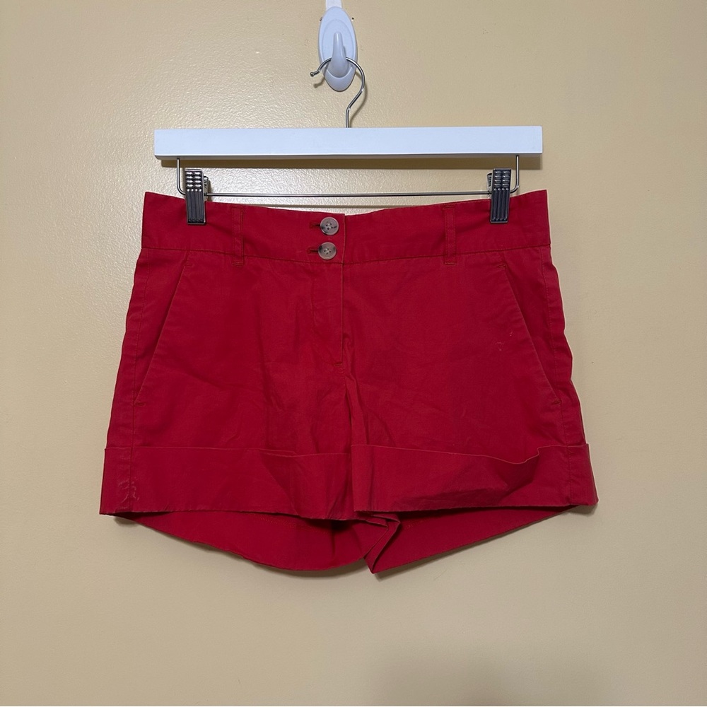 Theory Double Button Cuffed Chino Shorts Women 4 Red